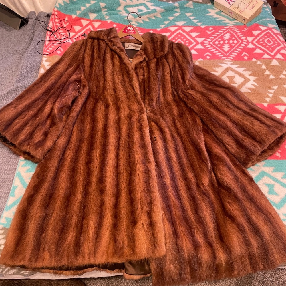 Luxurious Brown Mink Fur Antique Swing Coat